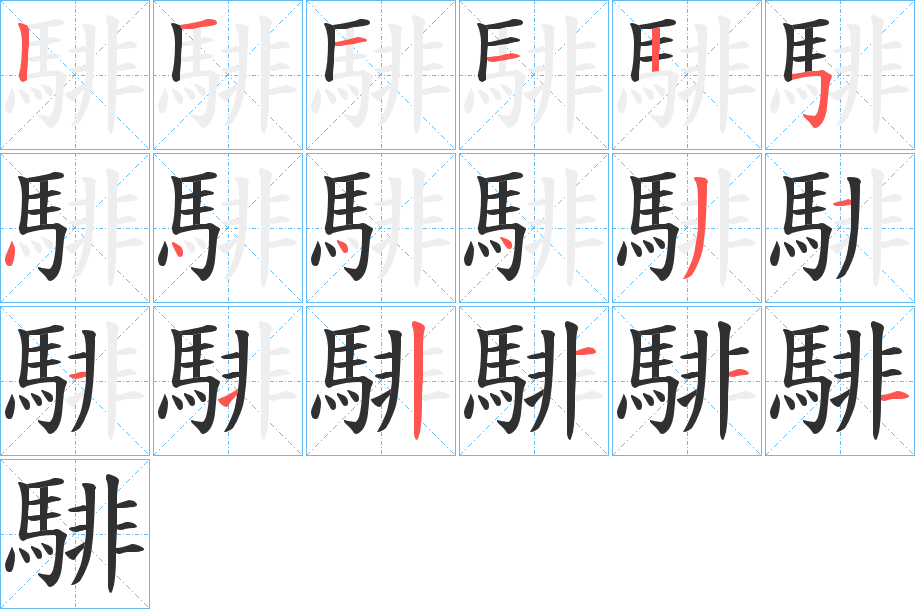 騑的笔顺分步演示图