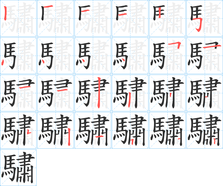 驌的笔顺分步演示图